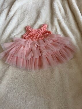 The Children's Place Pink Rosette Tulle Tiered Party Dress